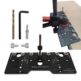 6.35mm Shelf Pin Jig Cabinet Adjustable Shelf Pin Jig Aluminum Alloy Drilling Template Straight Hole Shelf Pin Drilling Jig Cabinet Hardware Shelf