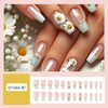 LOPMNGHT Flower Press on Nails Medium Ballet Shaped White Daisy