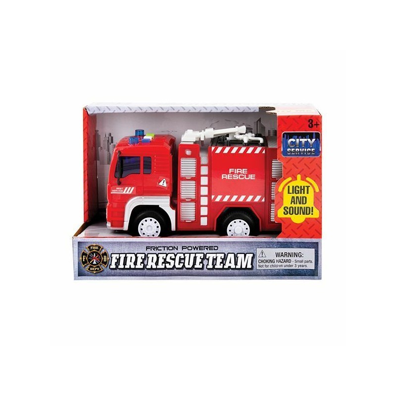 Playmaker Toys 3PC Set: 7" Friction Power Fire Truck Firefighter