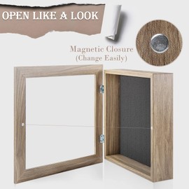 Golden State Art, 11x11 Shadow Box Frame Display Case, 2-inch Depth, Great for Collages, Collections, Mementos, 6 Pins Included (Light Brown, 2 Pack)