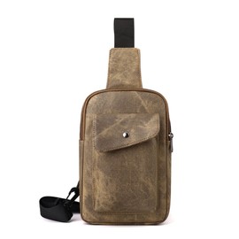 Long Keeper Crossbody Sling Bag PU Leather Chest Bag Small Sling Backpack for Women Men Shoulder Bag Casual Cross Body Bag for Travel Outdoor (Brown)