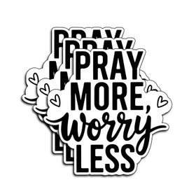 (3Pcs) Pray More Worry Less Stickers Christian Inspirational Bible Verse Quote Waterproof Vinyl Decal for Kindle Water Bottle Bumper Car Hard Hat Phone Laptop Religious Scripture Prayer Gifts - 3"