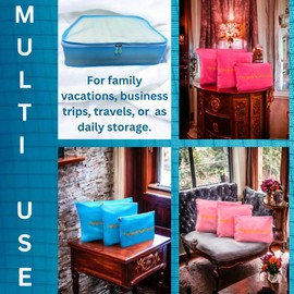 Vorgato Luxury- Packing Cubes Compression - Travel Packing Cubes - Suitcase Organizers - Luggage Organizers for Suitcase - Compression Packing Cubes - Packing Cubes for Suitcases 6 pc (Aqua Blue)