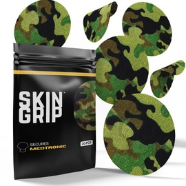 Skin Grip CGM Sensor Patches Compatible with Medtronic Guardian (20-Pack), Waterproof & Sweatproof for 10-14 Days, Pre-Cut Adhesive Tape, Continuous Glucose Monitor Patch, Camo