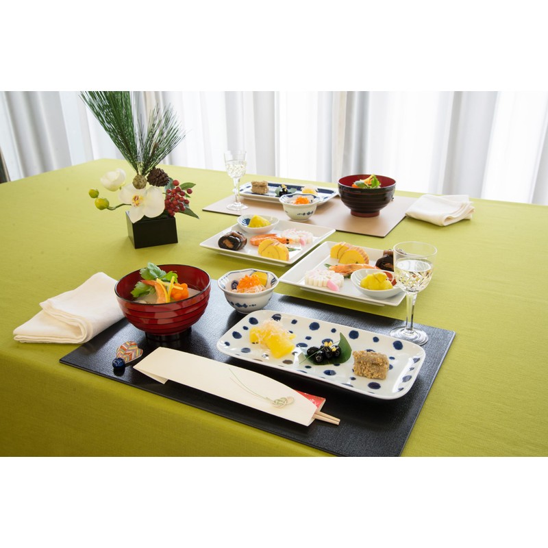 indigo indigo ball oblong plate (2 pattern set)