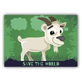 Zirni Save The World Goat Cartoon Animal Greenpeace Slogan Sticker Decal Design