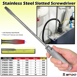 WEDO Stainless Slotted Screwdriver, Flat-head, Corrosion Resistant, Rust Proof, Durable, Environmental friendly, 3 * 50mm, 155mm, 6"