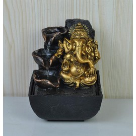 Creative Touch Mini Ganesh Indoor Water Fountain with LED Light | Size 13.3 * 13.3 * 18 Cm | 3 Pin UK Plug Included |