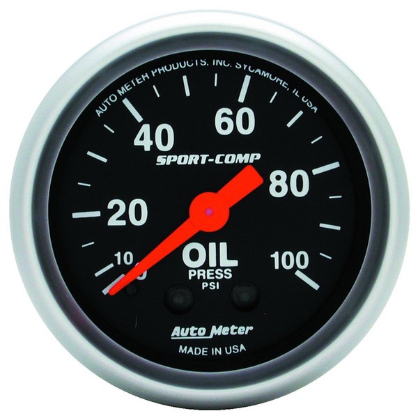 Auto Meter 3321 Sport-Comp Mechanical Oil Pressure Gauge, 2.3125 in.