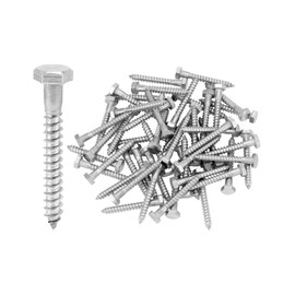 QWORK Hex Lag Screws Bolts, 50 PCS 1/4" x 2" Hex Head Fasteners, 304 Stainless Steel Lag Bolts, Partial Thread, Rust Resistant, Solid Construction, for Deck Building, Joining Lumber