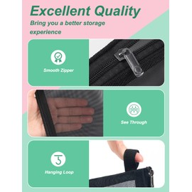 besharppin 4 Pack Mini Cosmetic Bags for Lipsticks, Small Mesh Makeup Bag with Zipper for Home Office Purse Multipurpose Nylon Bag (Black)