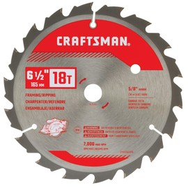 CRAFTSMAN Circular Saw Blade 6-1/2 Inch 18T, Framing and Ripping (CMAS265018)