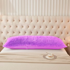 ZTYROLJ 40 x 145 cm Side Sleeper Pillow Cover, Purple Plush Decorative Cushion Cover, Microfibre Cushion Covers with Zip, Breathable and Soft Pillowcase for Side Sleepers