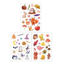 Children's Autumn Tattoos - Temporary Tattoos Children, 3 Sheets Tattoo Set Vegan & Skin-Friendly, Dermatologically Tested - Party Bag Children's Birthday Girls Boys Gift from 2 Years