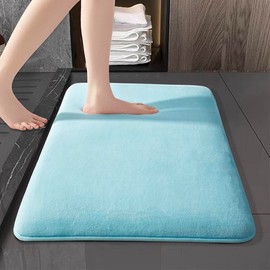 SONORO KATE Bathroom Rugs, Ultra Absorbent & Non-Slip Memory Foam Bath Rugs, Machine Washable Bathroom mats, Soft Velvet Bath Mats，Easier to Dry for Bathroom Floor Rugs (44"×26", Spa Blue)