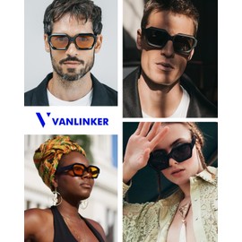 VANLINKER Thick Square Sunglasses for Men Women Retro Vintage Chunky Polygon Rectangle Shades VL9883,Orange