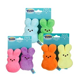 Peeps for Pets Juguete pequeño de Peluche para Perro, 2 Piezas de Colores Surtidos de 10,16 cm de Tela pequeña para Perro con chirriador, 2 Unidades de Juguetes para Perro chirriante de Peeps