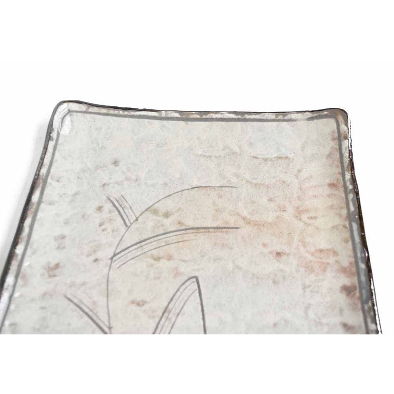 [Muneyama Kiln] Honhonokuhiki Bamboo Carving Square Platter, 9.8 inches (25