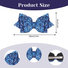 6 Pcs Glitter Hair Bows 4 Inch Boutique Hair Clips Sparkling Bling Little Bow HairPins Hair Accessories for Toddler Teens Baby Girls Kids Birthday Wedding Party Dress Decor(Pink,Blue,Yellow)
