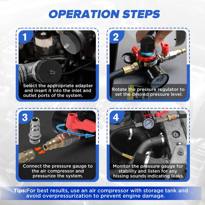 Turbo System Leakage Tester Kit,10 Pcs Boost Leak Tester with