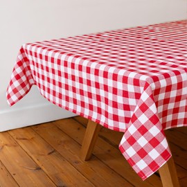 Talking Tables Fabric Large Red Checkered Gingham Tablecloth Recycled Cotton Rectangle, Reusable and Washable Table Cover for Alfresco Dining, Buffets, Weddings & BBQs Picnics 180cm x 140cm