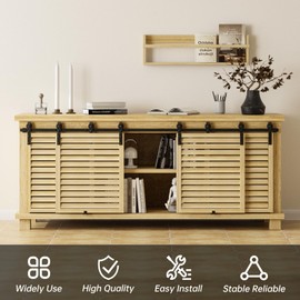 TOIMIOTOIM 6FT Cabinet Bypass Mini Sliding Barn Door Hardware Kit for 4 Doors, Super Mini Closet Door Track Set, Apply for Storage Window TV Stand Closet (No Cabinet)