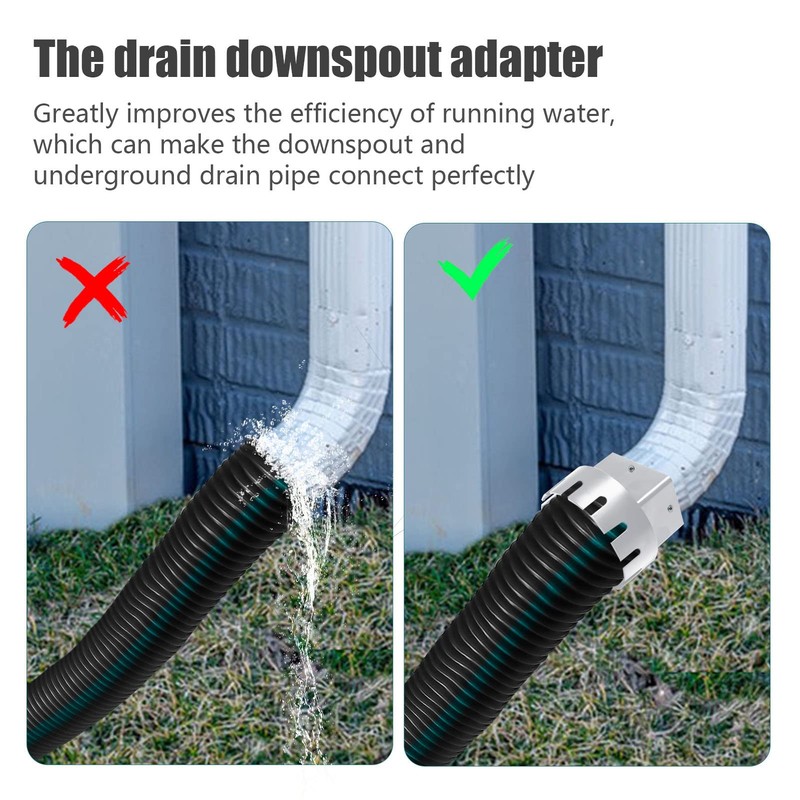 Downspout Converter, Plastic Downpipe Adapter Lightweight Replacement Part No Leakage