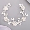Chargances Bride Flower Leaf Headband Wedding Silver Crystal Hair Vine