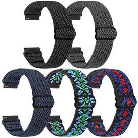VNDAPT Elastic Watch Bands 16mm 18mm Quick Release Replacement Wristband, Adjustable Stretchy Nylon Watch Strap Sports Band for Men Women, (18mm, Black+Grey+Indigo+Bohemian Blue+Bohemian Red)