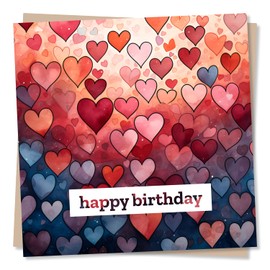 Cute Heart Pattern Birthday Card - Love Heart Design - Happy Birthday - Made in UK