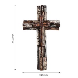 Eagrafts Rustic Decorative Layered Wood Like Resin Wall Cross With Faux Iron Nails, Home Wall Decor