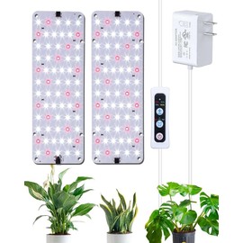 DOMMIA Panel Grow Light for Indoor Plants, 20W Ultra-Thin Full Spectrum LED Grow Light for Shelf & Cabinet, Dimmable with 6/12/16H Timer, Cold White, 1-Pack