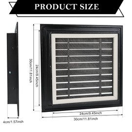 Bonshocon 12 x 12" Gable Vent,2 Pack Aluminum Shed Vents,Sturdy Attic Vent with Screen,Black Gable Vents for House/Attic/Shed/Garage/Exterior Wall Ventilation[Vent Opening: 10" x 10"]