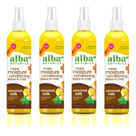 Alba Botanica Moisture Conditioning Leave In Mist, Coconut Milk, 8 oz (4 Pack)