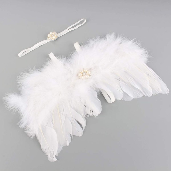 Zerodis Newborn Photography Props, Infant Angel Feather Wings Costume for Babies Boys and Girls