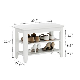 AQIMUELE Wood Shoe Rack Bench for Entryway, 2 Tier Shoe Rack for Front Door Entrance, Shoe Bench with Shoe Storage for Entryway, Bedroom, 23.6"