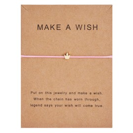 Simple Adjustable Braided Heart Shaped Bracelet with Wish Cards Star Wrap Wristband Bangle for Women Friendship Jewelry 5Pcs/Pack-Crown
