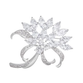 YYSuniee Brass Cubic Zirconia Brooch Dainty Wedding Flower Bouquet Brooch Pins for Women Fashion Jewelry Gift