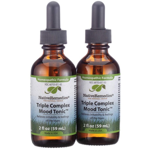 Native Remedies Triple Complex Mood Tonic Relieves Irritability and Feelings of The Blues, 2 Pack