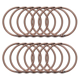 sourcing map 14pcs Shower Curtain Rings, 2 Inch ID Metal Round Snap Shower Curtain Hooks Glide Smoothly Shower Hooks for Bathroom Shower Curtain Rods, Vintage Copper