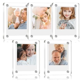 omolly 5 Pcs Acrylic Magnetic Photo Frame Display Rack, 12x7 CM(4.72x2.75 In) Acrylic Picture Frame, Clear Double Sided Magnetic Picture Frame, Mini Frameless Picture Frames, Photo Frame Fridge Magnet