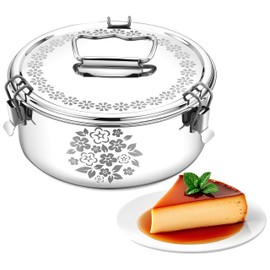 EasyShopForEveryone Stainless Steel Flanera (Laser Design), 7.5 x 7.5 x 3.5 Inches Flan Pan, Capacity 63 fl. oz, Compatible with Instant Pot 6qt, Molde Para Flan
