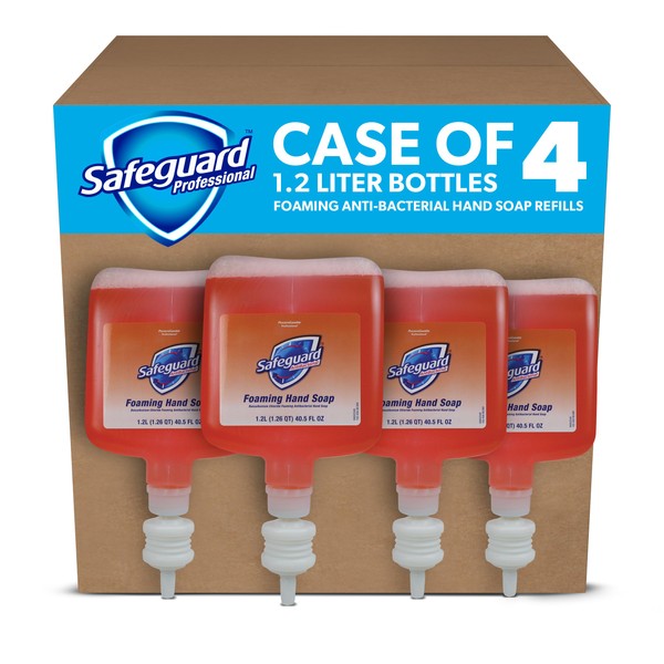 Safeguard Professional Antibacterial Foam Hand Soap, Pleasant Scent, 1,200 mL Refill, 4/Carton