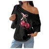 RoseSeek Women's Off The Shoulder Tops Floral Graphic Oversized Tshirts