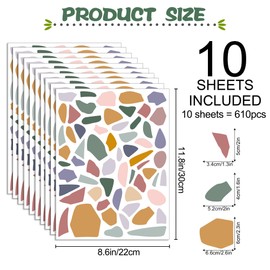 DTLIFEK 10 Sheets Colorful Terrazzo Pattern Wall Decal Irregular Stones Polka Dot Geometric Wall Stickers Boho Abstract Vinyl Removable Peel and Stick Wallpaper for Kids Baby Nursery Home Decorations