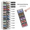 12 Pack Shoe Storage Bins, Clear Plastic Stackable Shoe Organizer