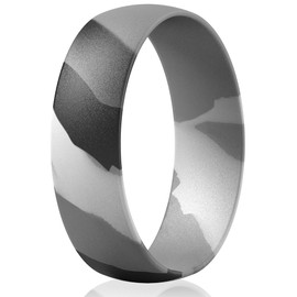 ThunderFit - Anillo de boda de silicona para hombres y mujeres, 6.3 mm de ancho, 1.65 mm de grosor, 1 anillo - camuflaje gris, 15.5 - 16 (24.5mm)