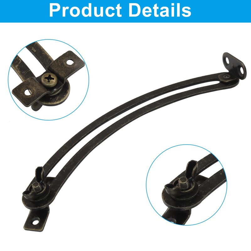 Piutouyar 4 Pack 7 Inch Lid Support Hinge, Black Left