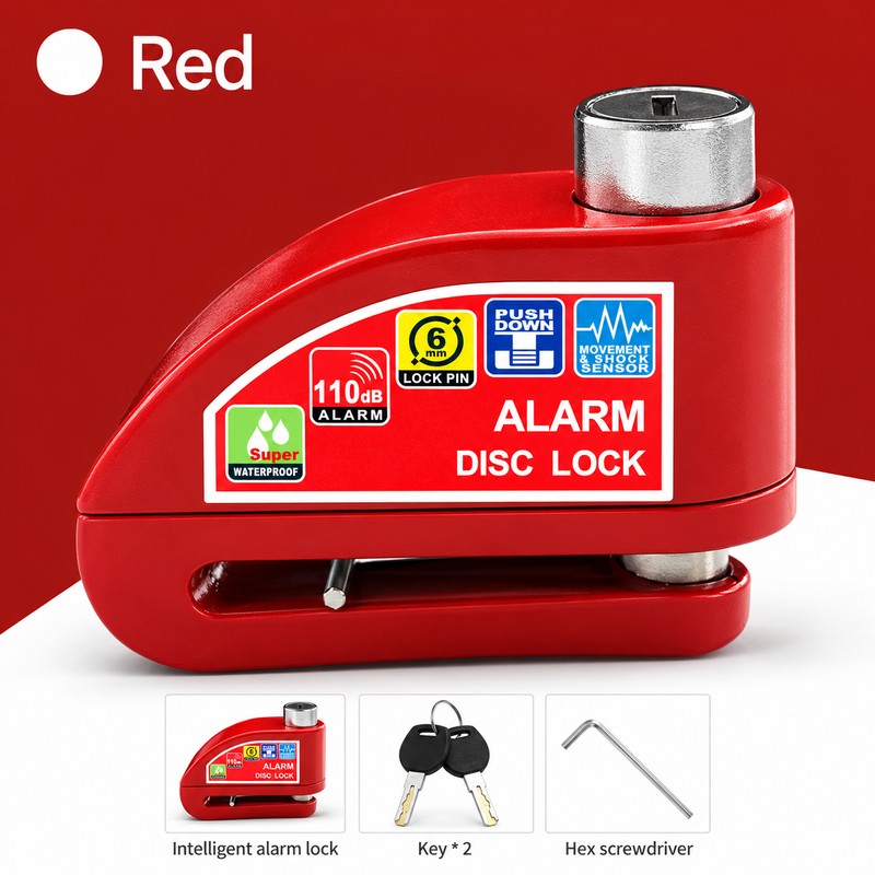 Motorcycle Disc Brake Alarm Lock for Theft Deterrence – 110dB
