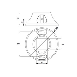 Torble Portac Composite 40 x 40 mm Base for Swing or Sliding Gate Stop - Black - Made in France